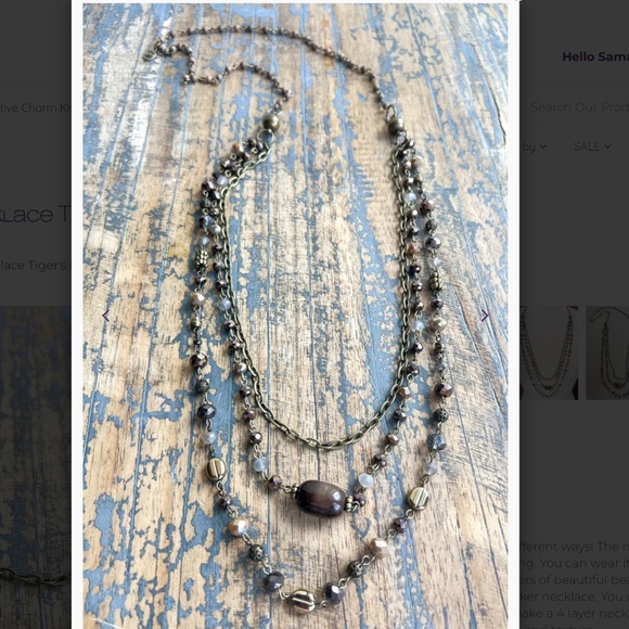 Bohemian “ Medina 2 “ Magnetic Adjustable Beaded Necklace Tigers Eye - Picture 4 of 7